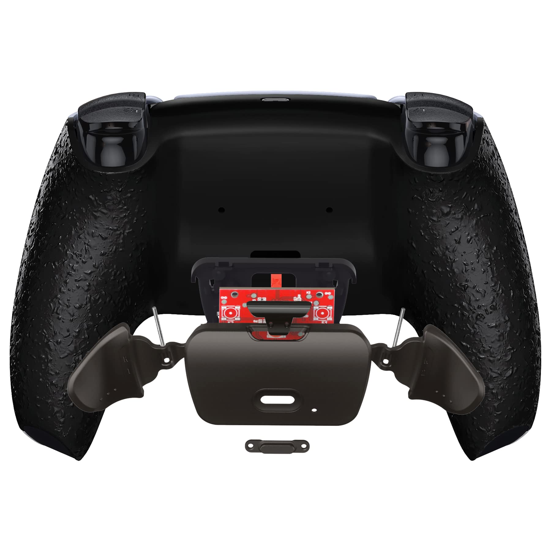 eXtremeRate Rise2.0 Remap Kit Metallo per ps5 Controller BDM-010/020, 2 Palette Paddles Back Button Tasti Aggiuntivi Programmabili & Cover Posteriore per ps5 Joystick-Nero Antiscivolo