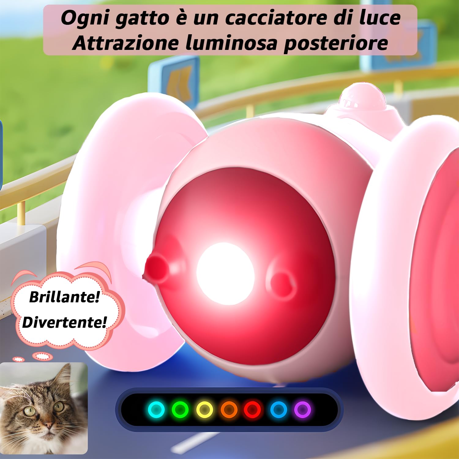 Peticularz Giocattolo interattivo per interni per gatti, giocattolo a sfera automatico, gioco di intelligenza per gattini, intrattenimento e stimolazione del movimento ideale, giocattolo per animali