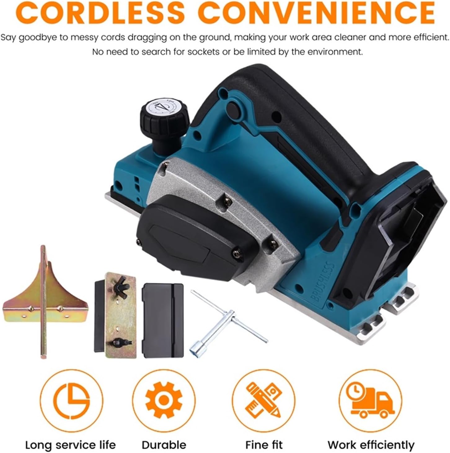 Handheld Electric Planer Cordless Wood Planing Mac 18V Rechargeable Lithium Batterying Powered Handheld Woodworking Tool Brushless Cordless Electric Planer