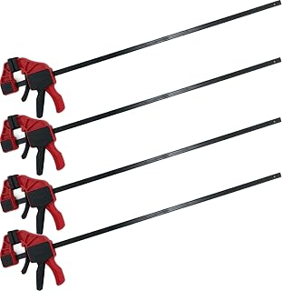 Soft Grip Hand Tools 24" Rapid Bar Clamp & Spreader Clamp Set, 2pc or 4pc, Quick Release Clamps for Woodworking Tools, Ideal Clamps for Woodwork Projects (4)