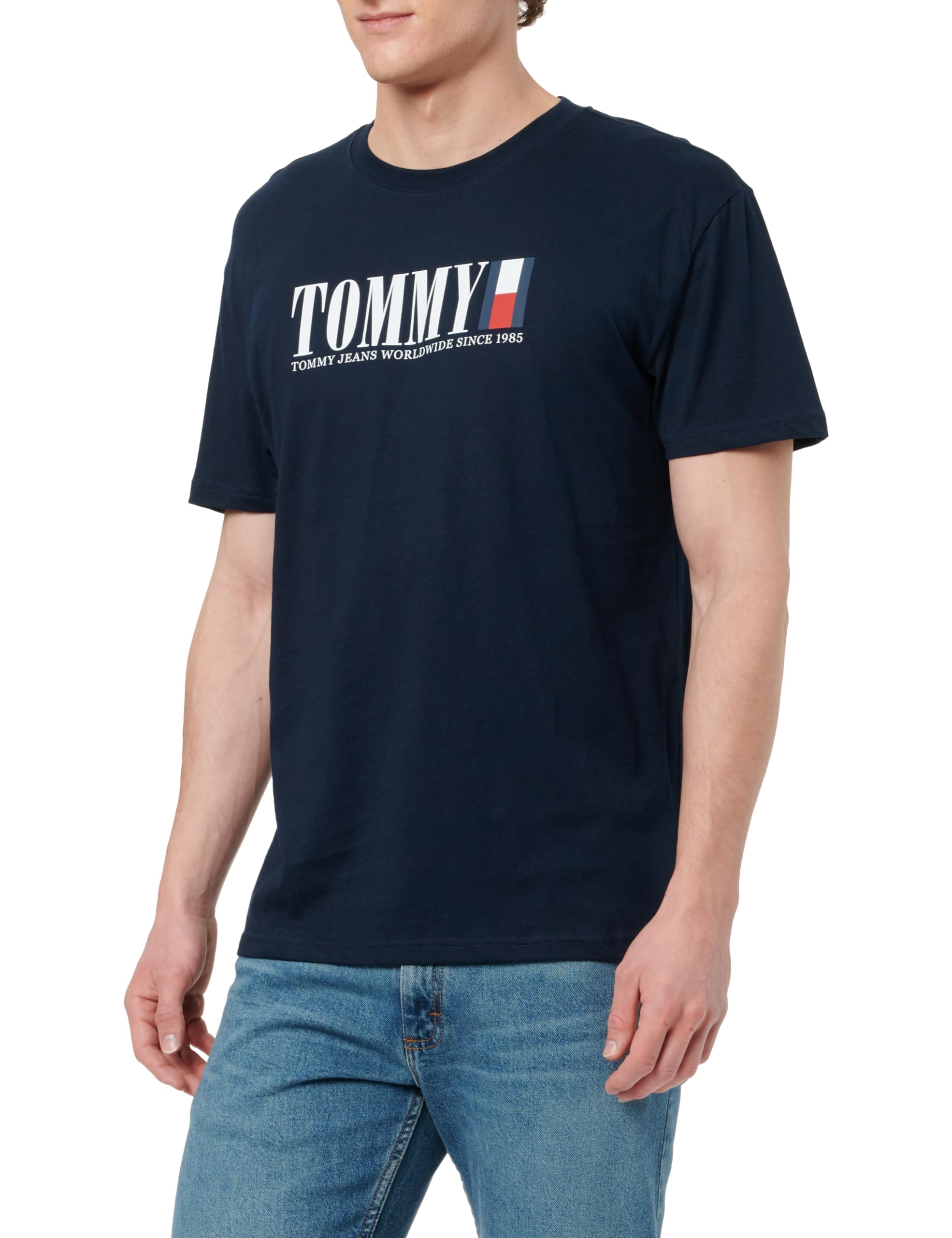 Tommy Jeans Herren T-Shirt Kurzarm Flag Tee Regular Fit
