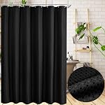 Grey Waffle Weave Shower Curtain HADEEONG 72x72in Cloth Shower Curtain Waffle Textured Fabric Shower Curtain with 12 Plastic Hooks Waterproof Washable for Hotel Spa Bathroom