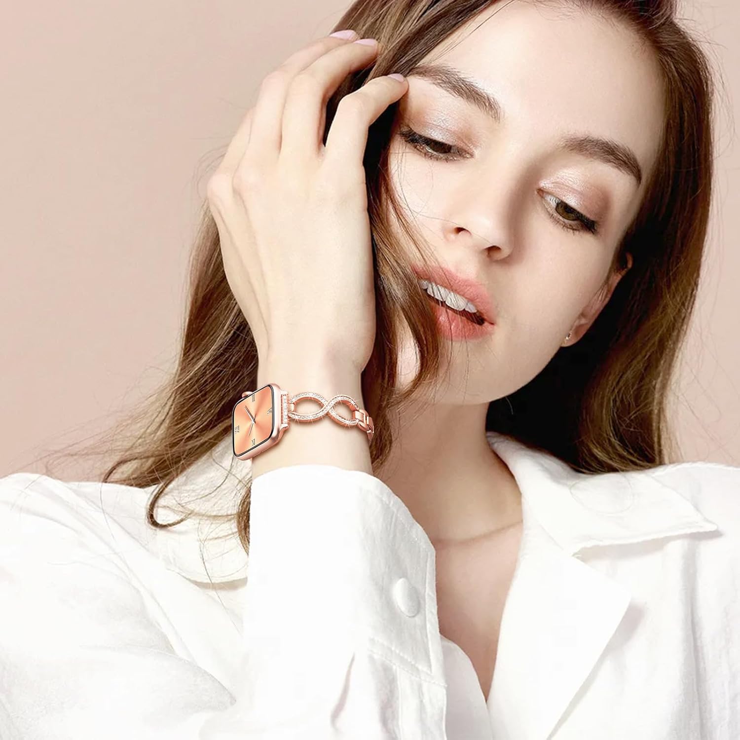 Filoto Bling Band Compatible with Apple Watch 38mm 40mm 41mm 42mm 44mm 45mm 46mm 49mm for Women, Thin Metal Strap Dressy Slim Jewelry Bracelet for iWatch Band Series 11 10 9 8 7 6 5 4 SE 3 2 1 Ultra - Image 7