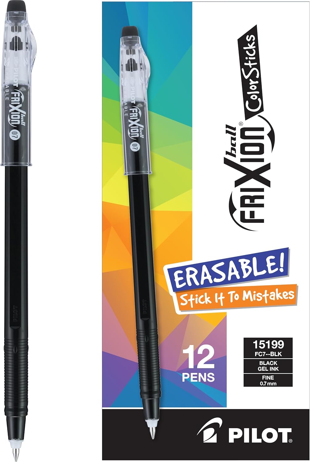Pilot FriXion ColorSticks Erasable Gel Ink Pens, Fine Point 0.7 mm, Purple, Pack of 12, Erasable Pens - Ideal for School, Journaling, & Office Writing