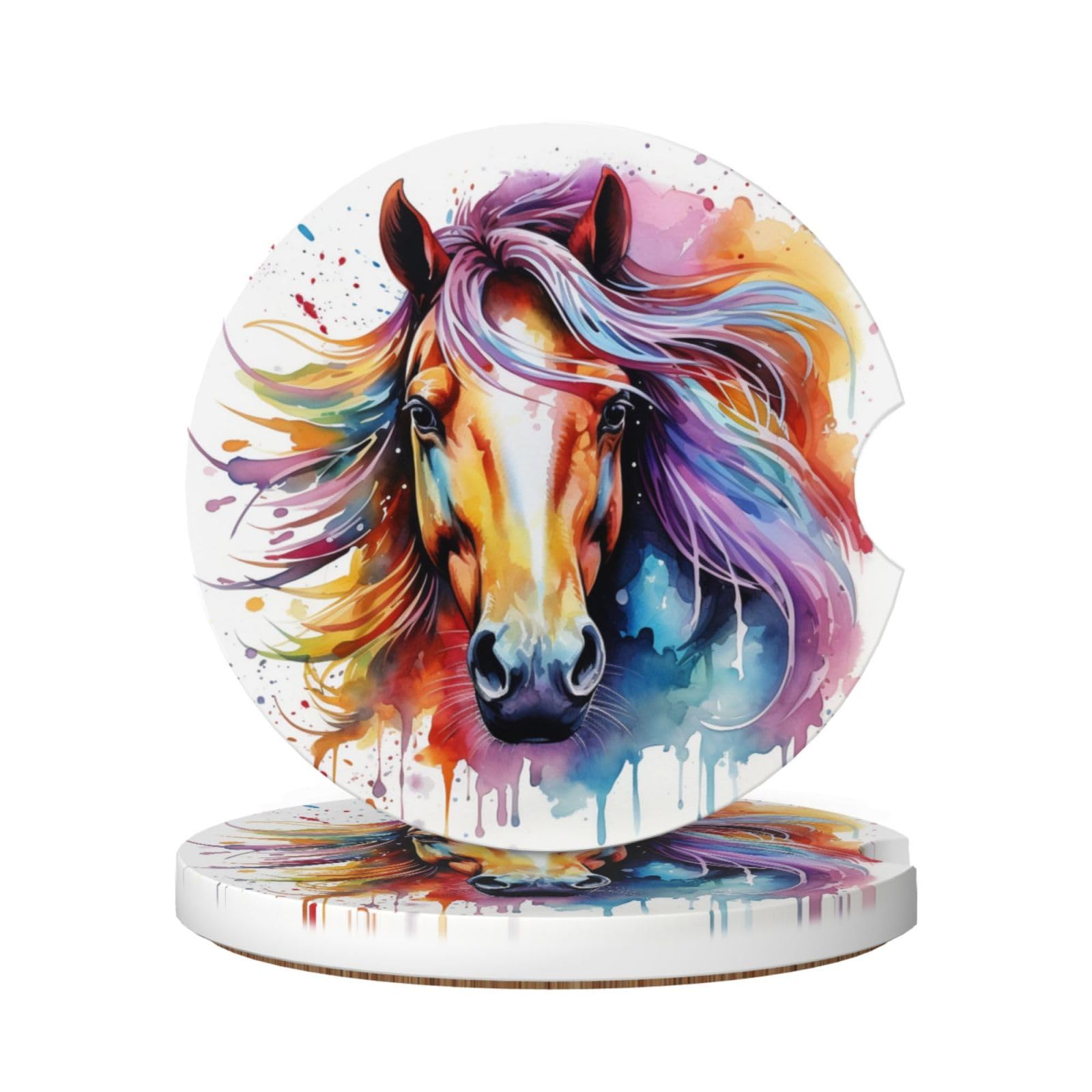 Dessous de verre pour voiture cadeau parfait passionnés d'équitation Lot de 2 absorbants