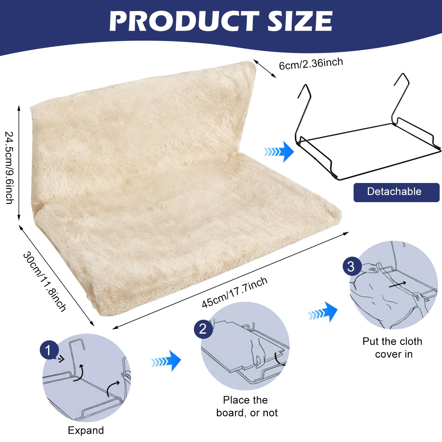 Cuccia per gatti Heizun, letto per radiatori per gatti con morbido peluche, per riscaldamento e gatti, per tutti i comuni radiatori (beige)