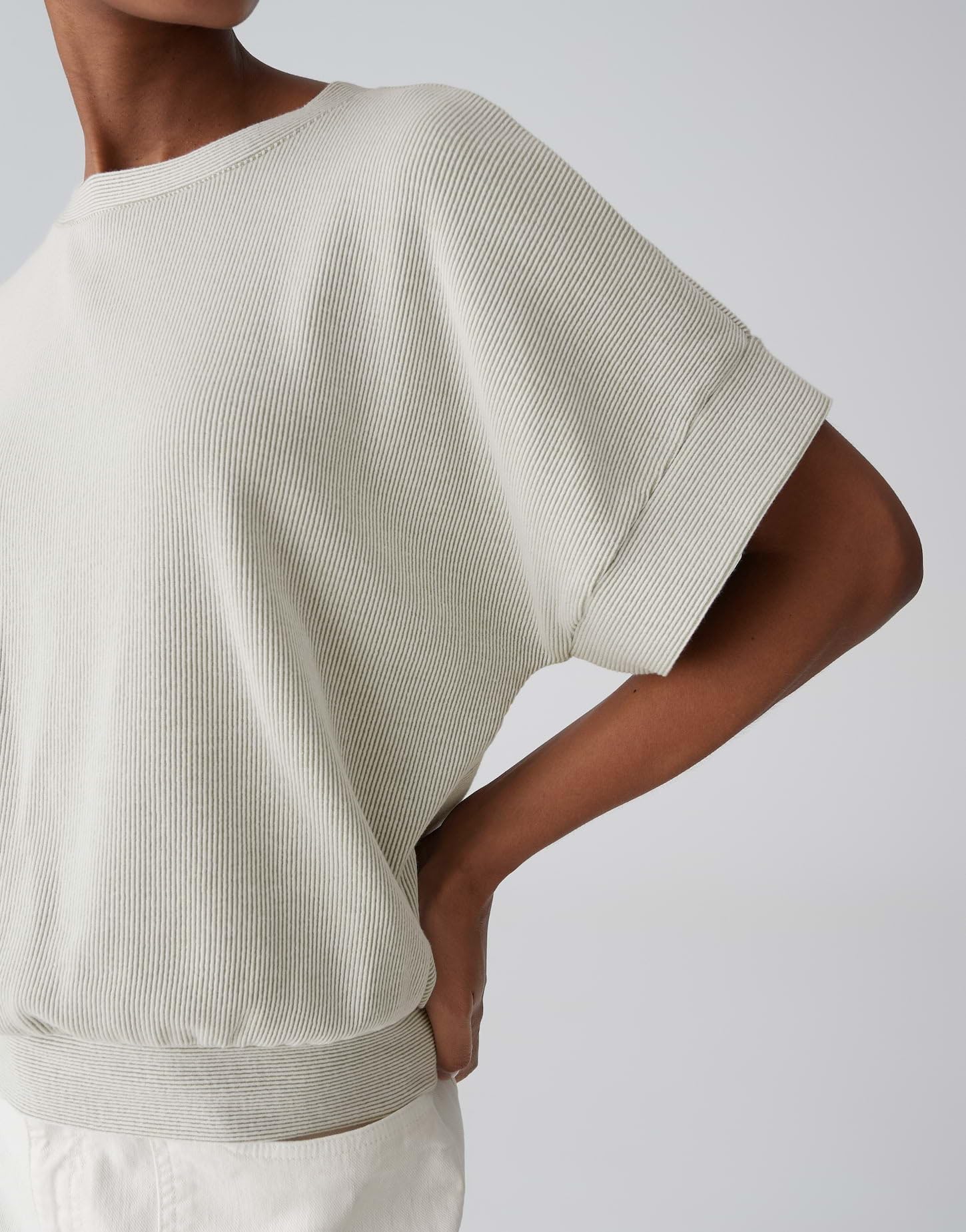 OPUS Damen Sweatshirt | Modernes Sweatshirt mit gestreiften Rippeneffekt Loose Fit