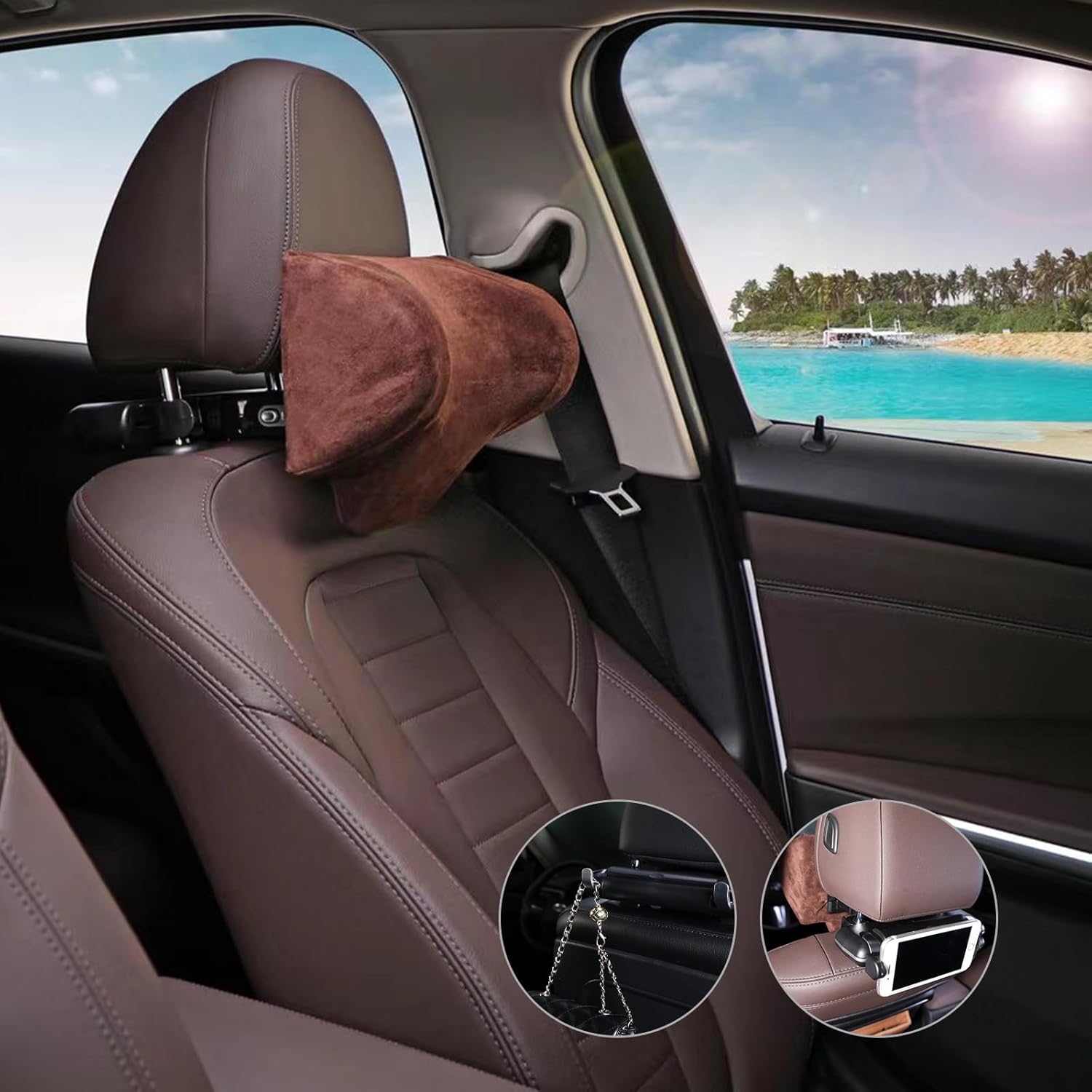 CHEANQUAN Car Neck Pillow Adjustable Car Headrest Pillow