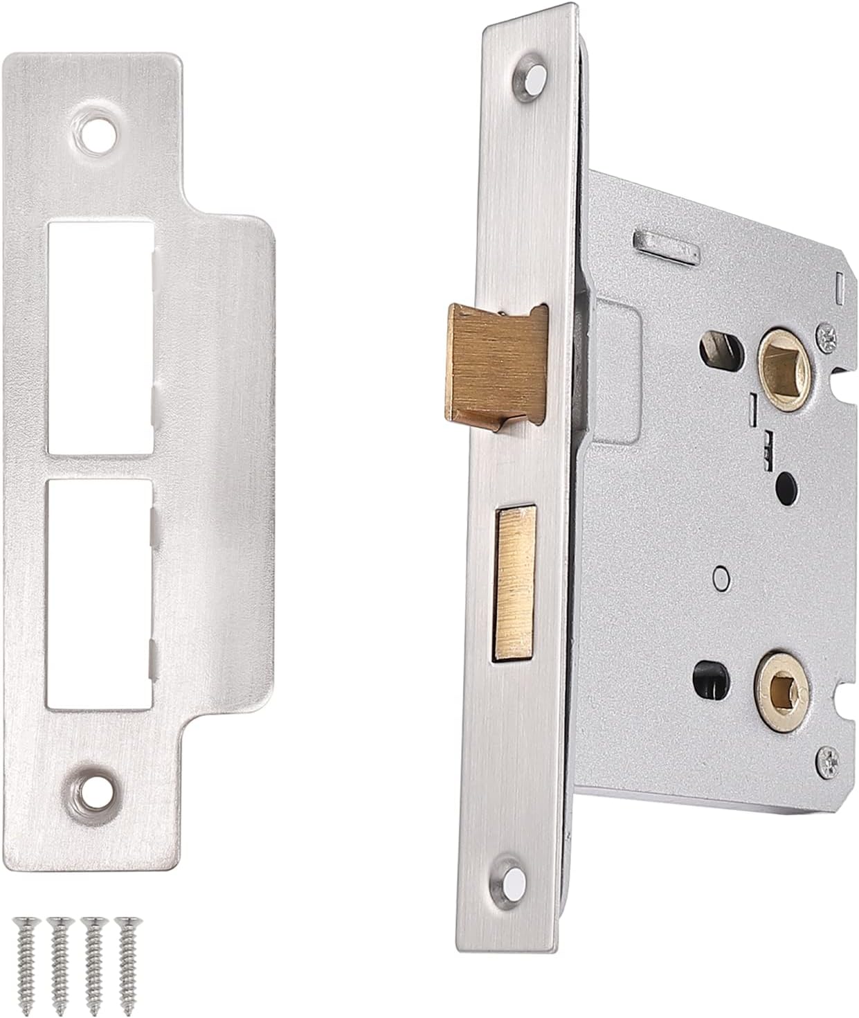 Satin Nickel Mortice Sashlock 65mm 2.5", Door Lock for Internal Doors Door Latch Privacy Door Lock for Bathroom Mortise Lock