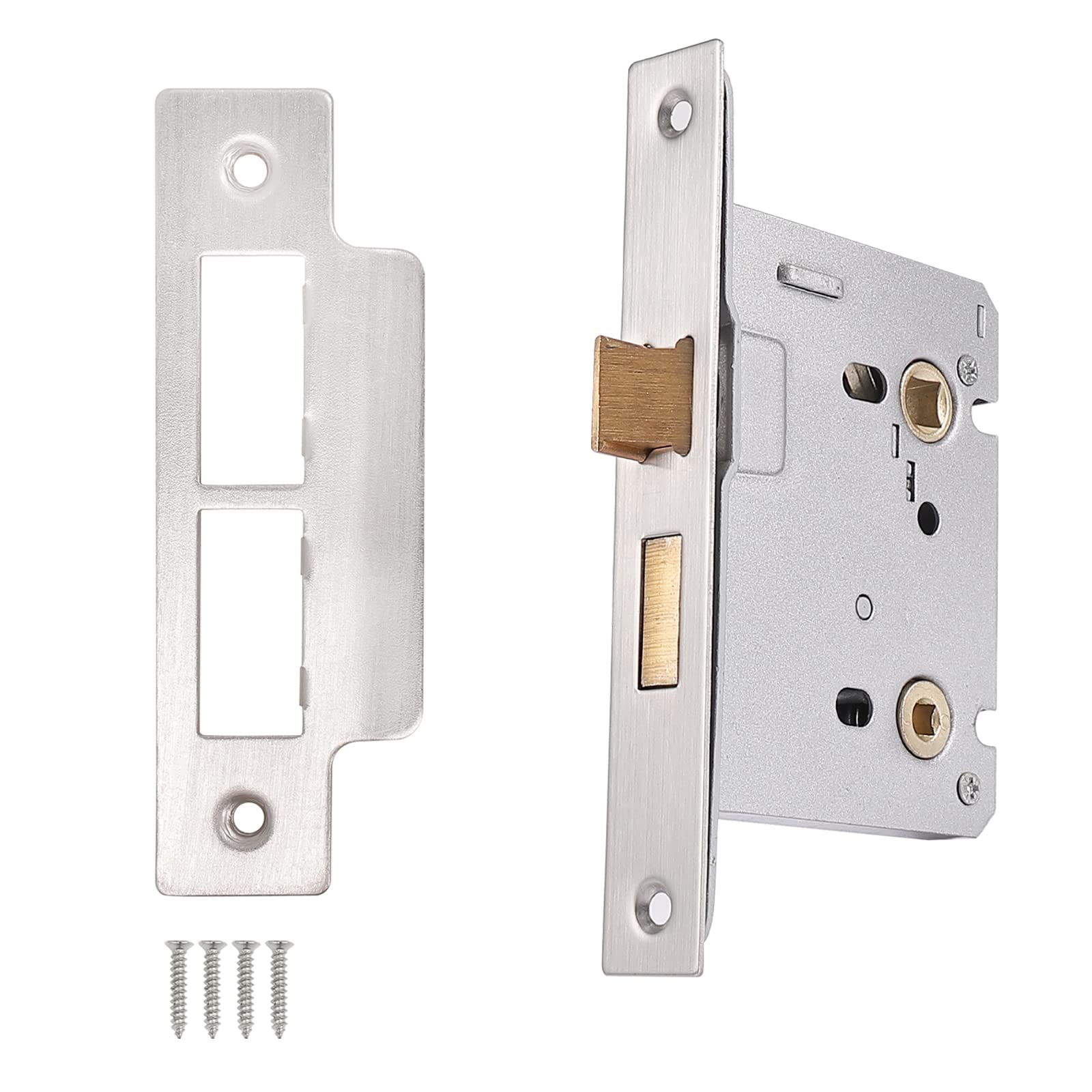 Satin Nickel Mortice Sashlock 65mm 2.5", Door Lock for Internal Doors Door Latch Privacy Door Lock for Bathroom Mortise Lock