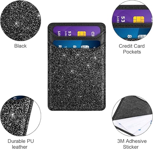 Miniatura 3 de Paquete de 2 soportes adhesivos para tarjetas de teléfono, fundas adhesivas para tarjetas de teléfono celular, funda para tarjetas de crédito para