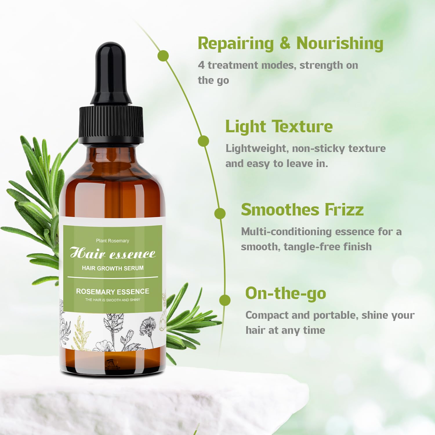 Rosmarinöl Haare, Haaröl für Männer Frauen 2oz 60ml, Rosemary Mint Kopfhaut Serum, Haarstärkungsöl für gesundes Haarwachstum