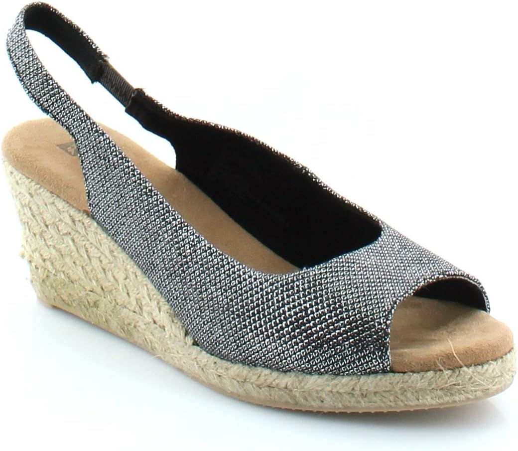 WHITE MOUNTAIN Womens Social Peep Toe Casual Platform, Black/Glitter, Size 6.0