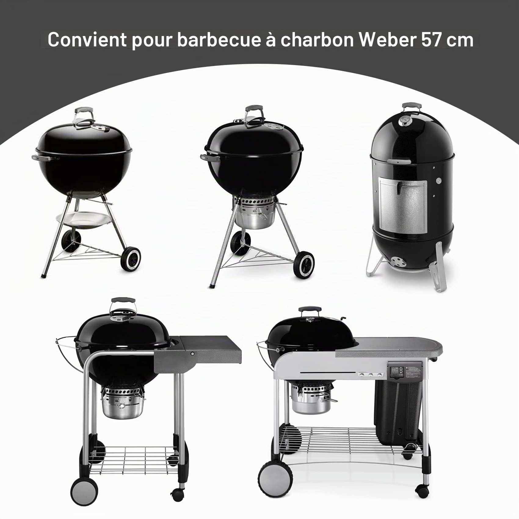 onlyfire Grille de Barbecue pour Weber et Napoleon 57 cm - Facile à Remplir de Charbon de Bios - 54.5 cm - Acier Inoxydable - Grille de Cuisson avec Poignée pour Barbecue à Charbon - Accessoire de BBQ