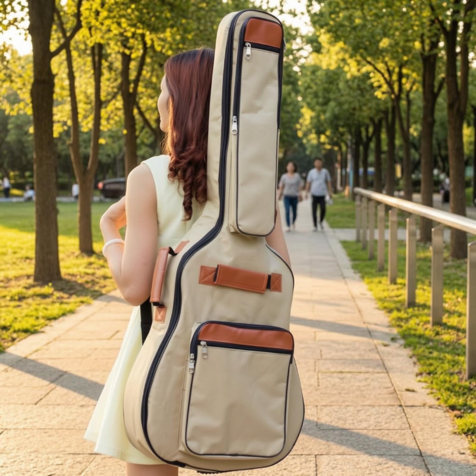 Colcolo Funda Guitarra con Correas Antigolpes Estuche Ajustables Bolsa para Viajes, Café