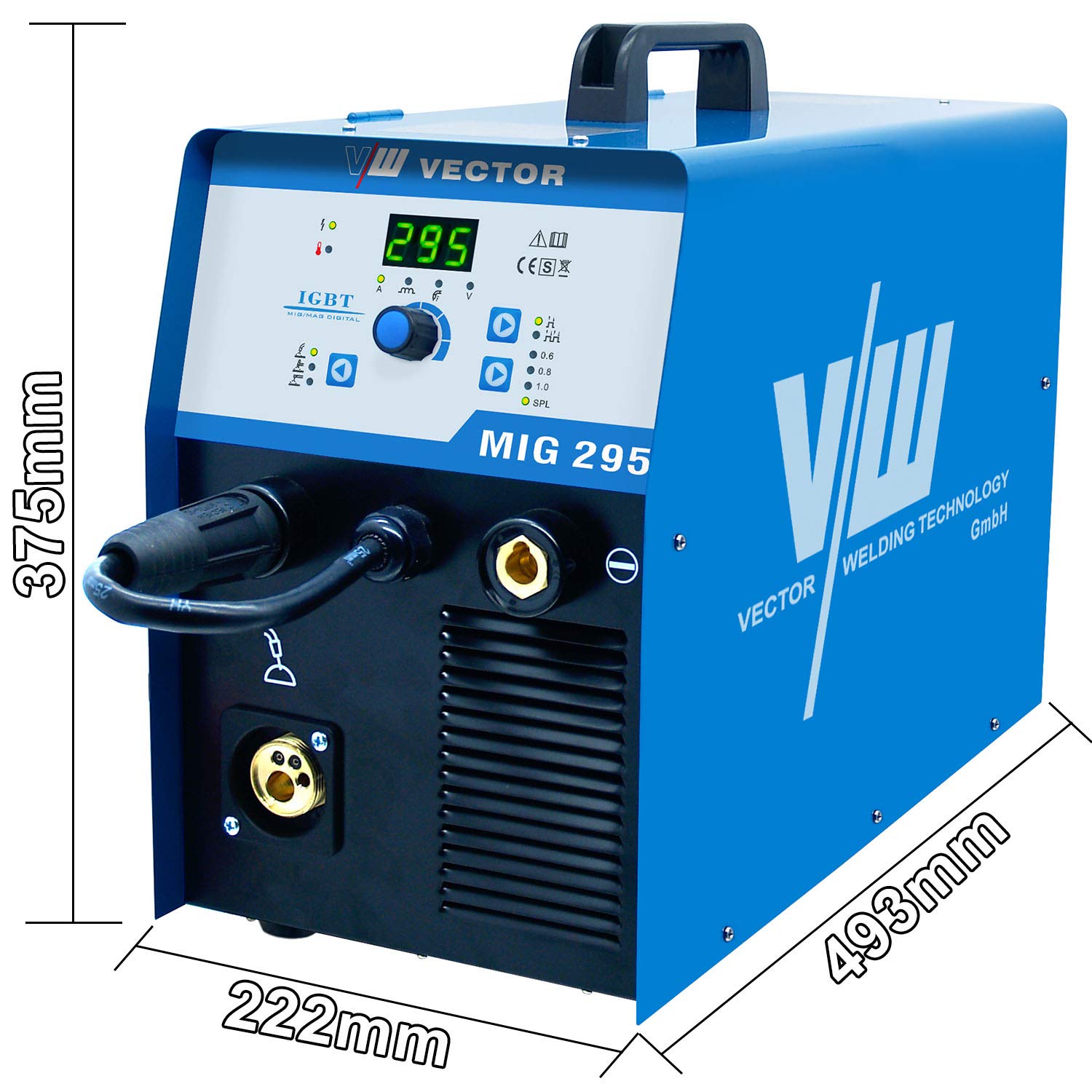Mig Mag profesjonalna spawarka z 295 A - spawarka elektrodowa inwertorowa IGBT - kombi Mig Mag Mag spawarka do spawania - drut spawalniczy - MMA ARC E-Hand MIG295 firmy Vector Welding
