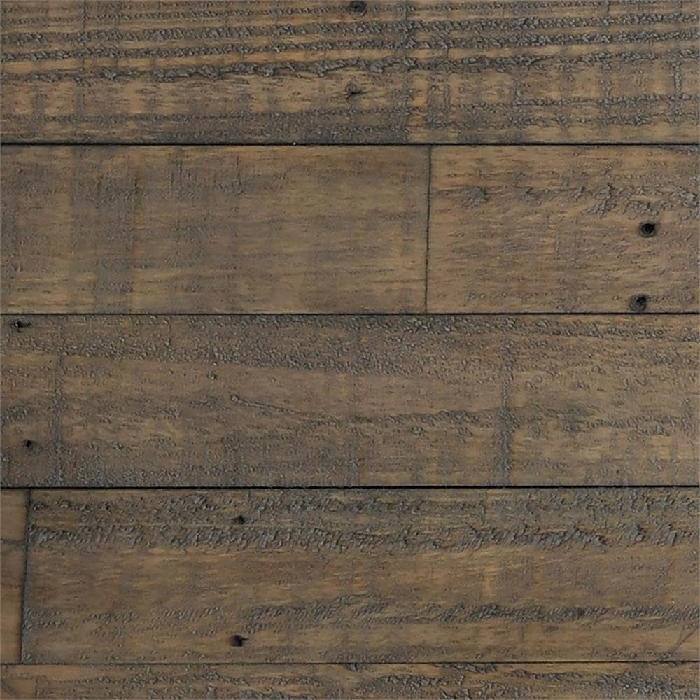 Pemberly Row Transitional Reclaimed Pine Bench, 74 in Wide, Weathered Brown Finish, Seats up to 3, Metal Turnbuckle Accents, Hand-Finished Dining or Kitchen Room Seating