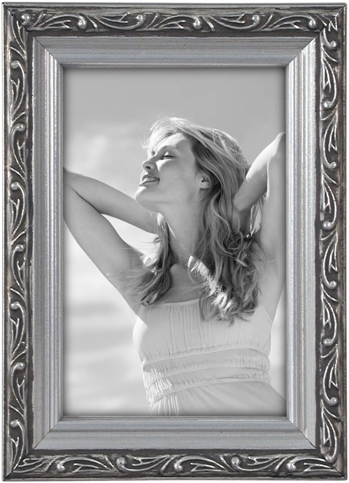 Malden International Designs Fashion Metals Bezel Wooden Picture Frame, 4x6, Silver