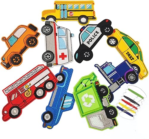 Miniatura 2 de Juego de 9 parches para planchar o coser, parches bordados, parches de vehículo para sombreros, camisetas, chaquetas, bolsas, jeans