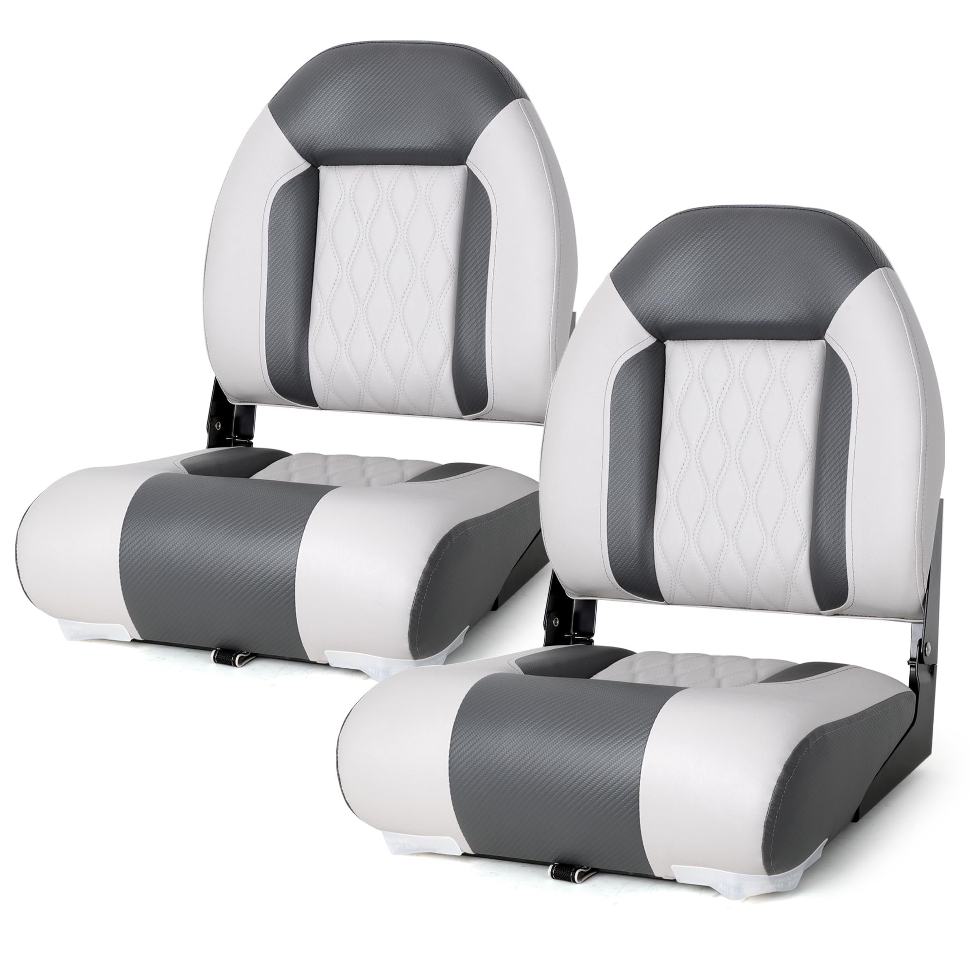 NESHULT Premium Marine A Pair of High Back Folding Boat Seat, Fishing Marine Seats with Stainless Steel Screws