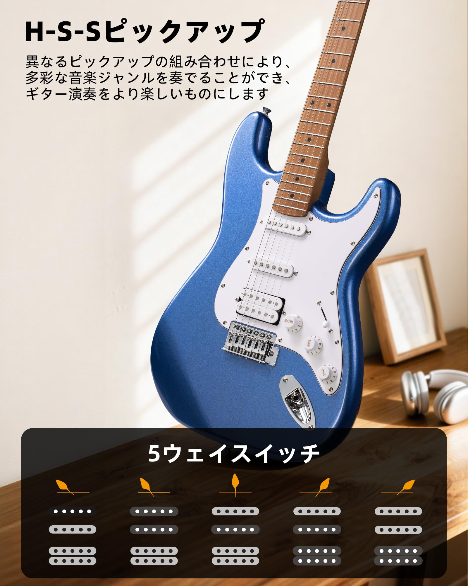 Amazon | LEKATO エレキギター 39インチ HSSピックアップ搭載 初心者