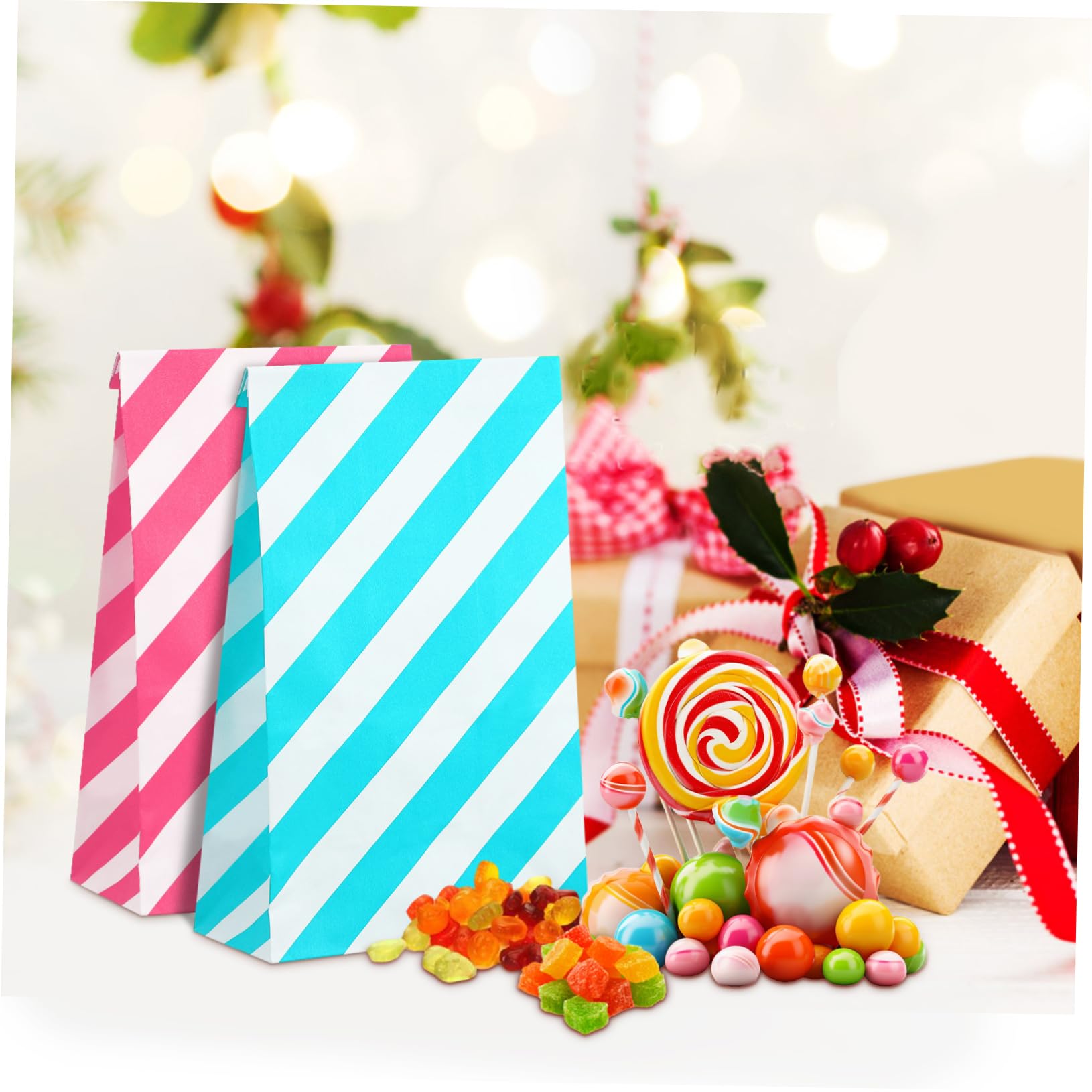 Bunte Papiertüten 80 Stück 9x6x18cm für Süßigkeiten