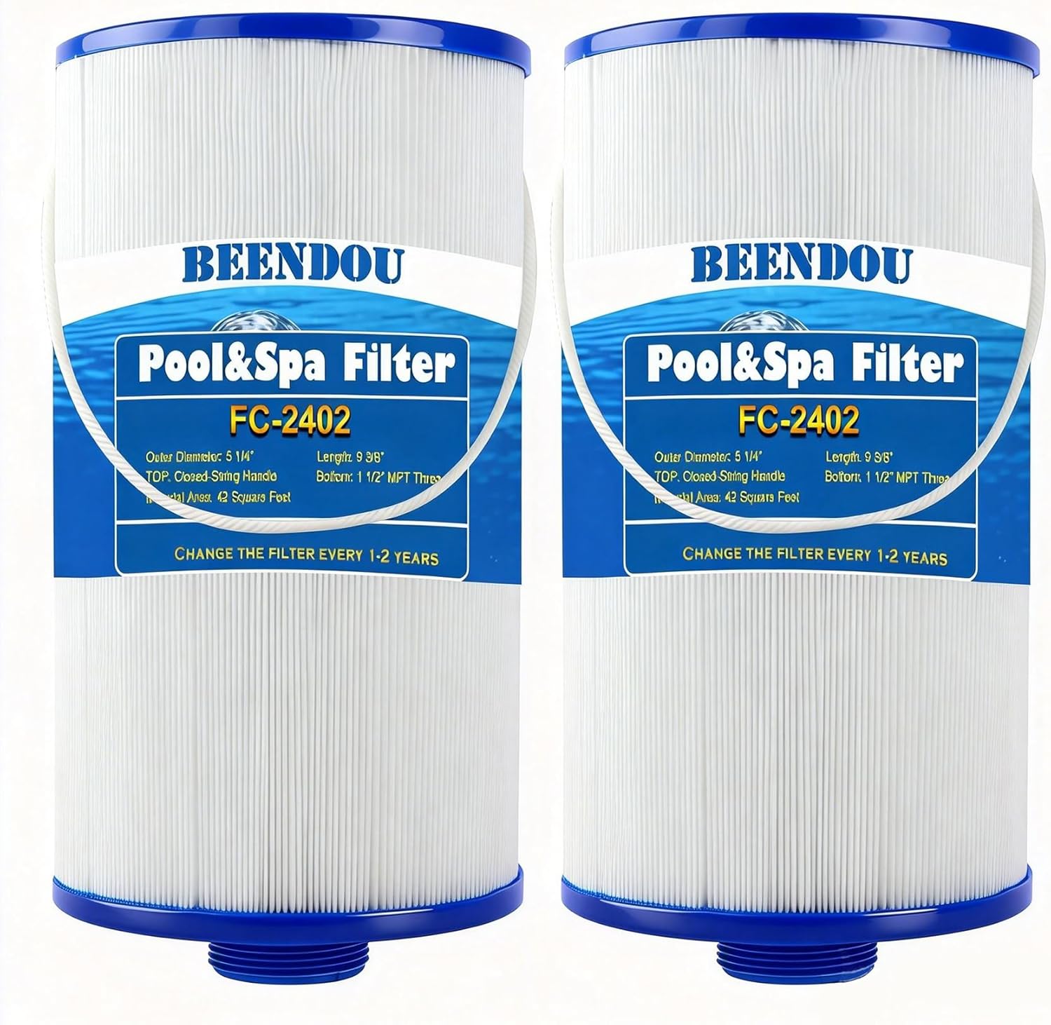303279 Spa Filter Hot Tub Filter,Replacement for FC-2402, PFF42TC-P4, 78460, SD-01322, Lifesmart, AquaTerra, Freeflow Spas, 1 1/2" MPT Thread (2 Pack)