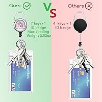 Vista 34 de Giancomics Black ID Badge Holder with Lanyard, Lanyards for ID Badges with Badge Reel Retractable Heavy Duty, Lanyard with ID Holder Keychain Clip