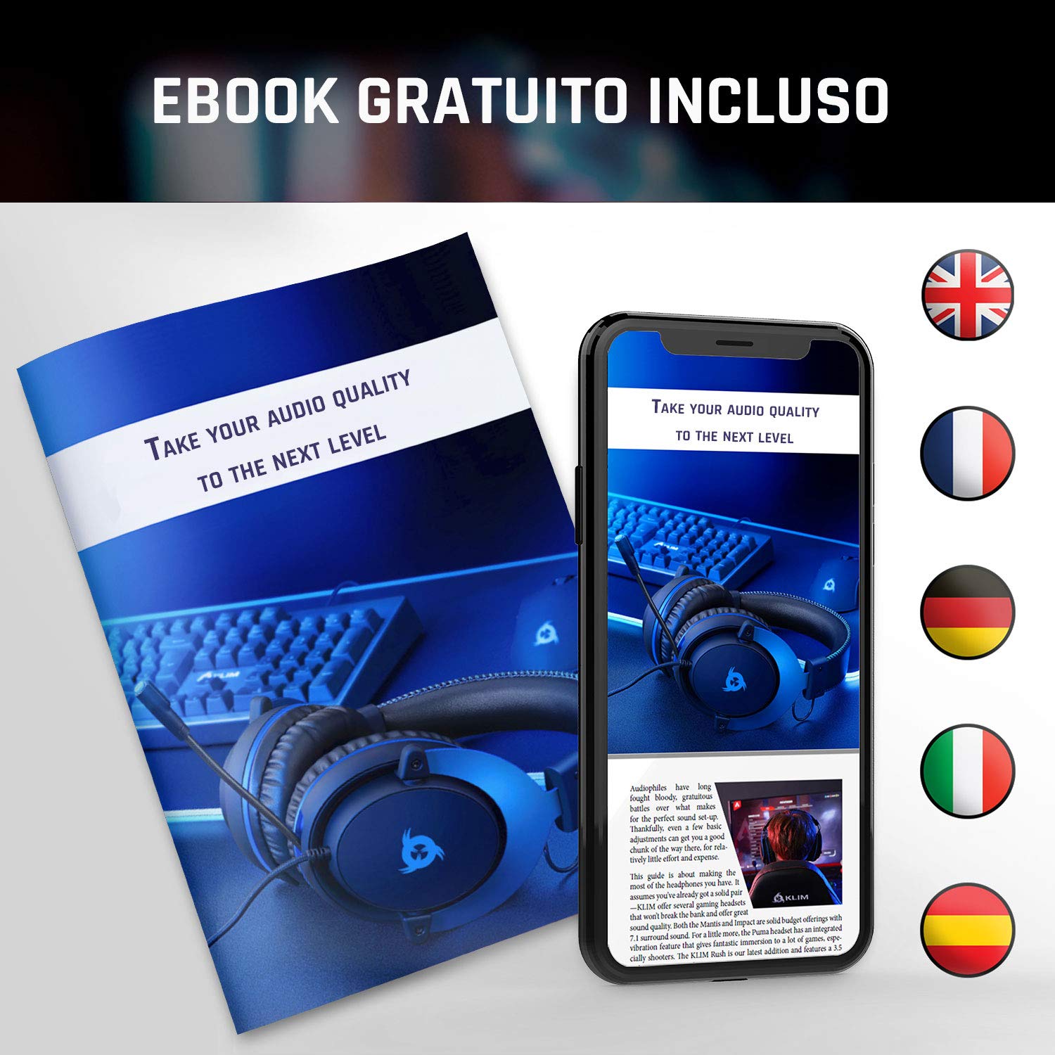 KLIM Mantis + Gaming Headset + Cuffie gaming con Microfono per PC, PS4, PS5, Nintendo Switch, Mac + Cuffie 7.1 Surround con Cancellazione Rumore Passiva + Cuffie Gaming USB + Cuffie PS5 + NUOVO