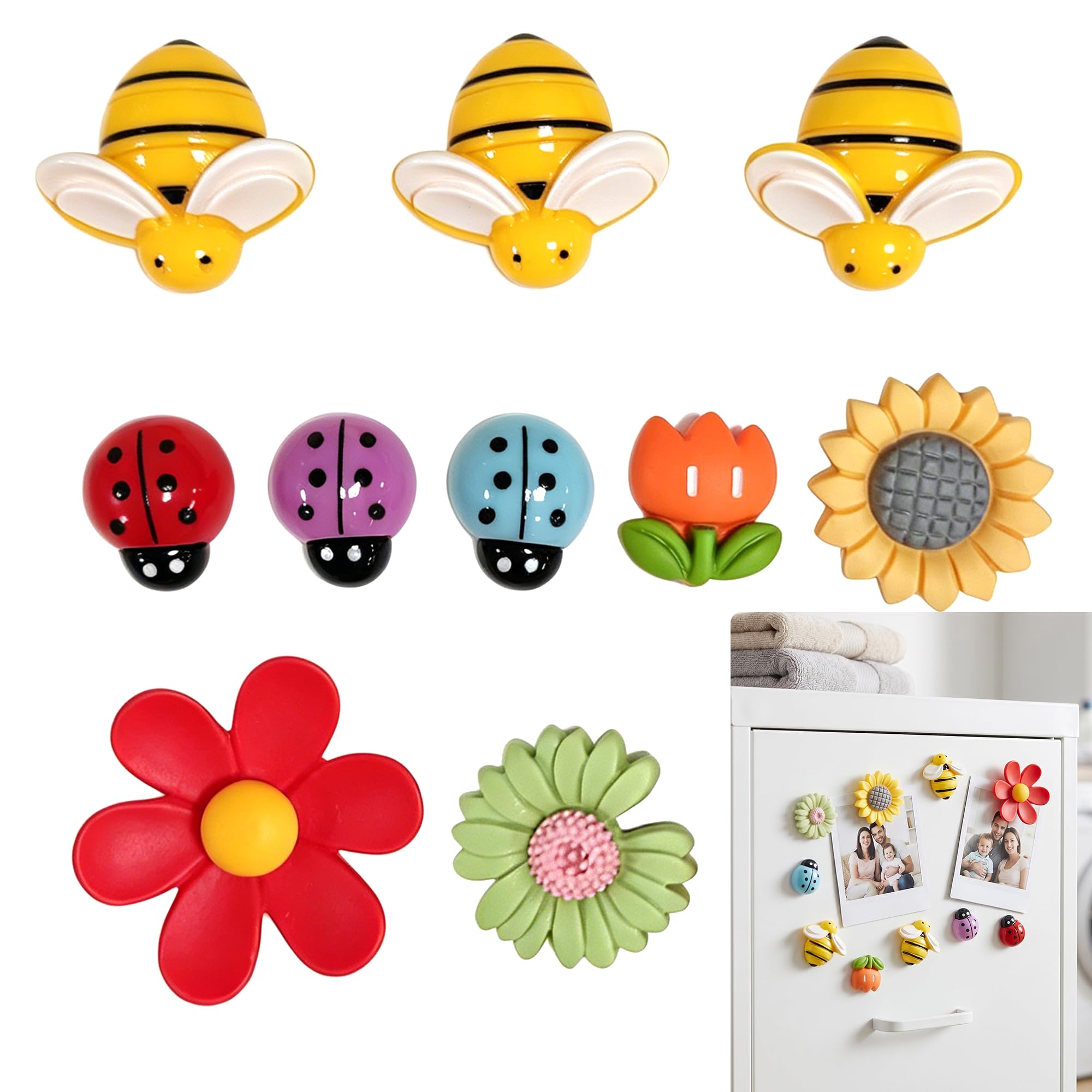 10 Pack Fridge Magnets Stickers - Cute Refrigerator Decorations