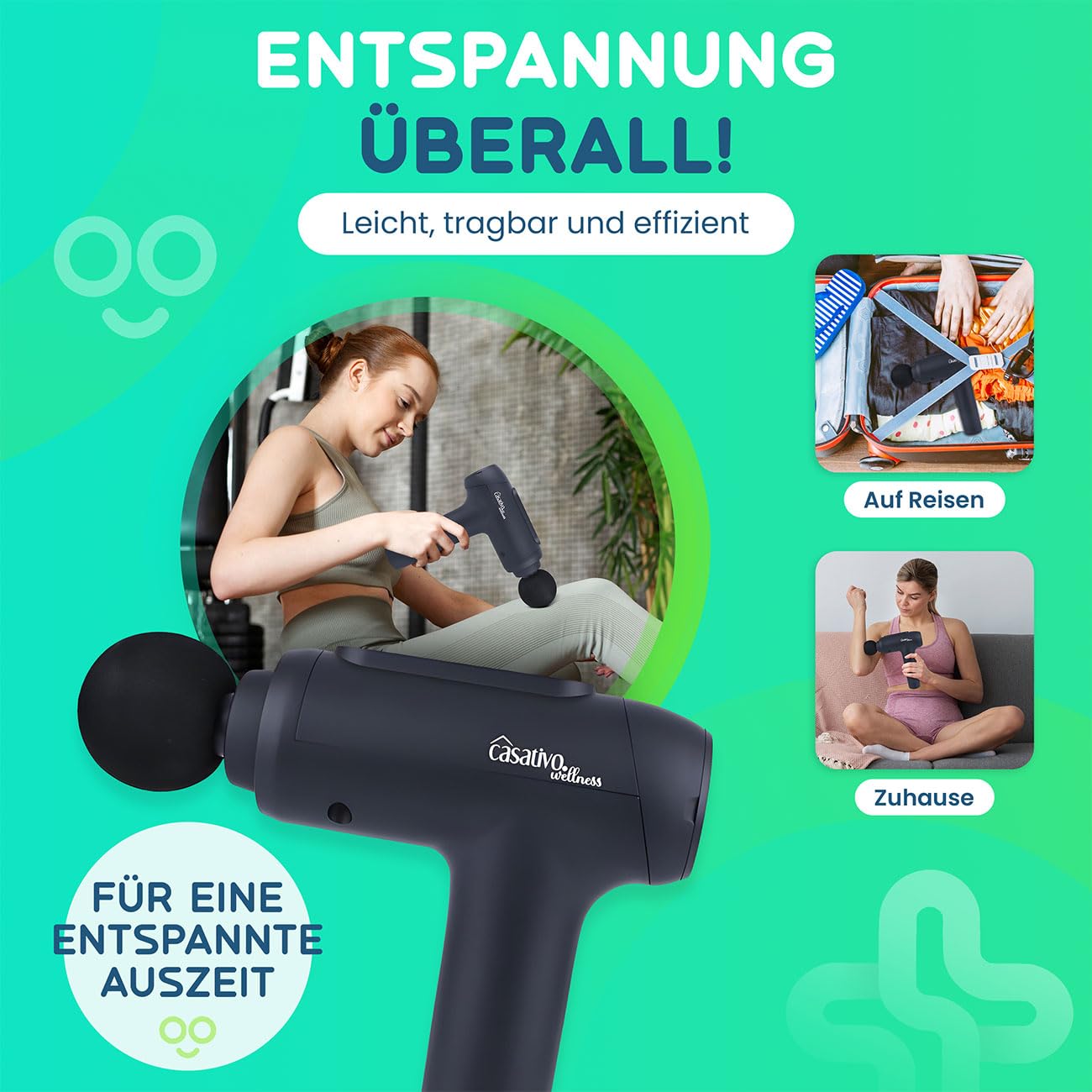 Professionelle Massagepistole, Massage Gun, 6 Köpfe, 20 Intensitätsstufen, Muskel Massagegerät, Akkubetrieb Massagegerät für Oberschenkel, Bauch, Schulter, Nacken und Rücken
