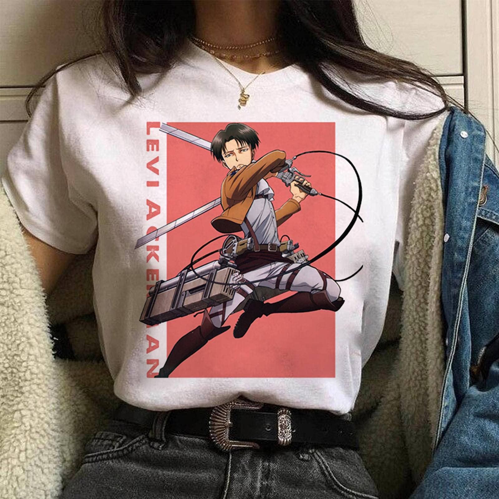 N\CAttack On Titan Anime Comics Graphic Printed Casual Cartoon Streetweartshirt Top Oversized Cotton Tee T- Shirt