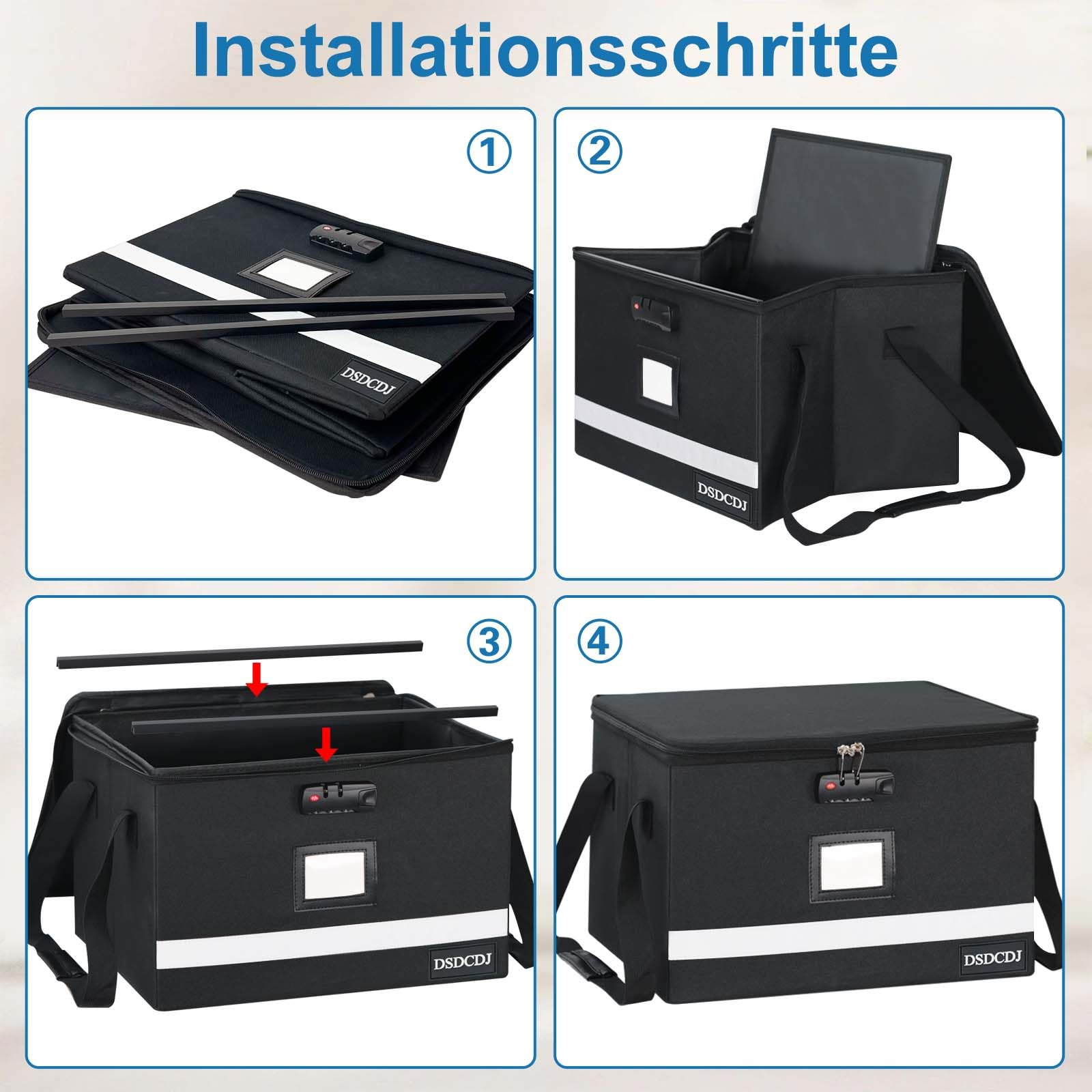 Archivador colgante, caja de documentos con cerradura, organizador de documentos con asa, caja para documentos DIN A4, caja portátil para el hogar/la oficina