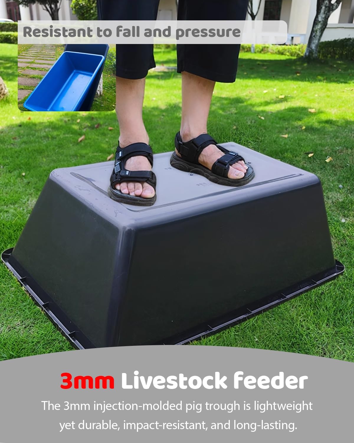 Comedero para Cerdos Comedero y Bebedero de Grano para Ovejas, Gran Capacidad (paquete de 2 O 4 Unidades), Comedero para Terneros, Cerdos y Ganado, Fácil de Limpiar, Comedero para Caballos y Alpacas.(