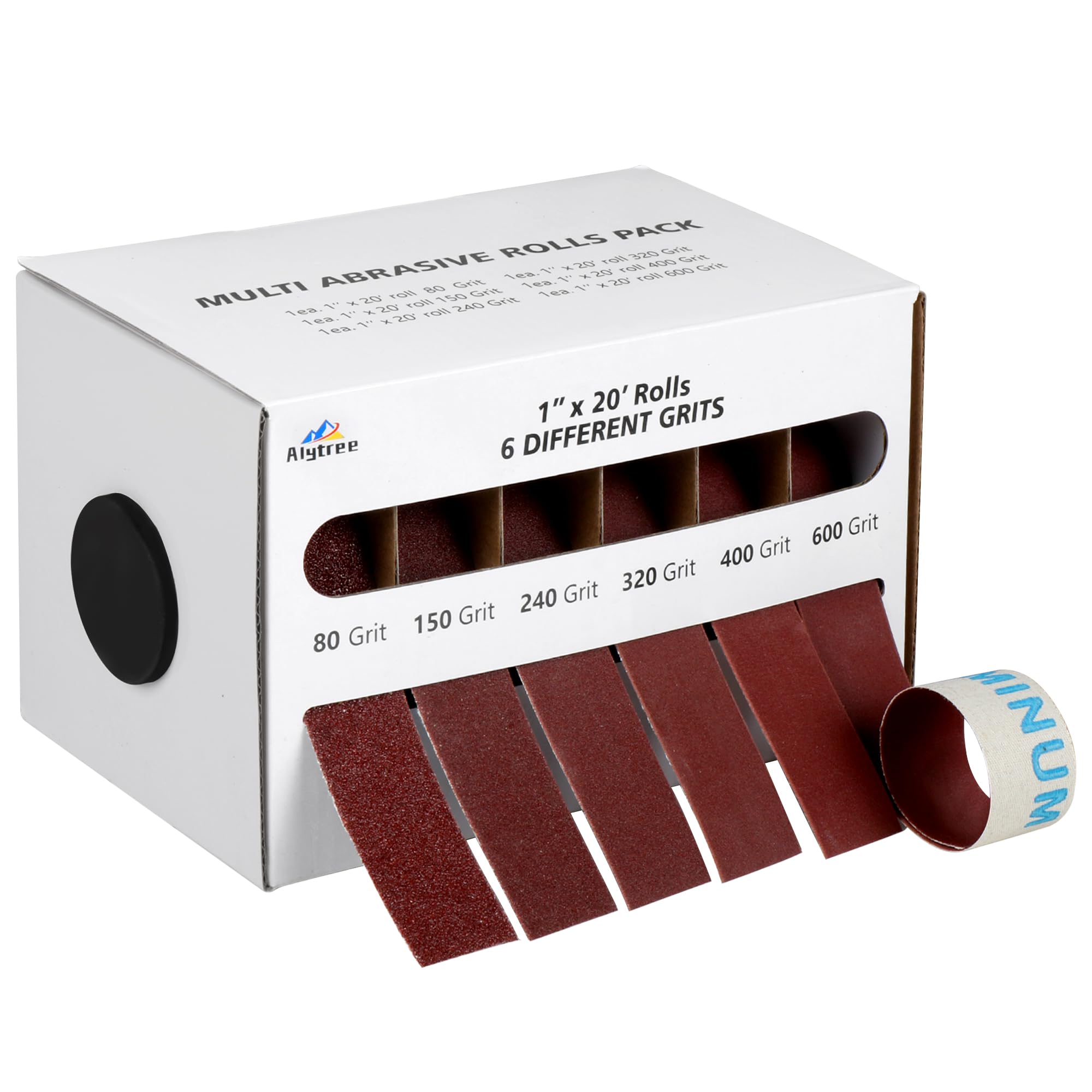 6 Grits Emery Cloth Roll 6M, 80 150 240 320 400 600 Grits Abrasive Sand Paper for Metal and Wood Furniture with Dispenser - Red Sandpaper Rolls