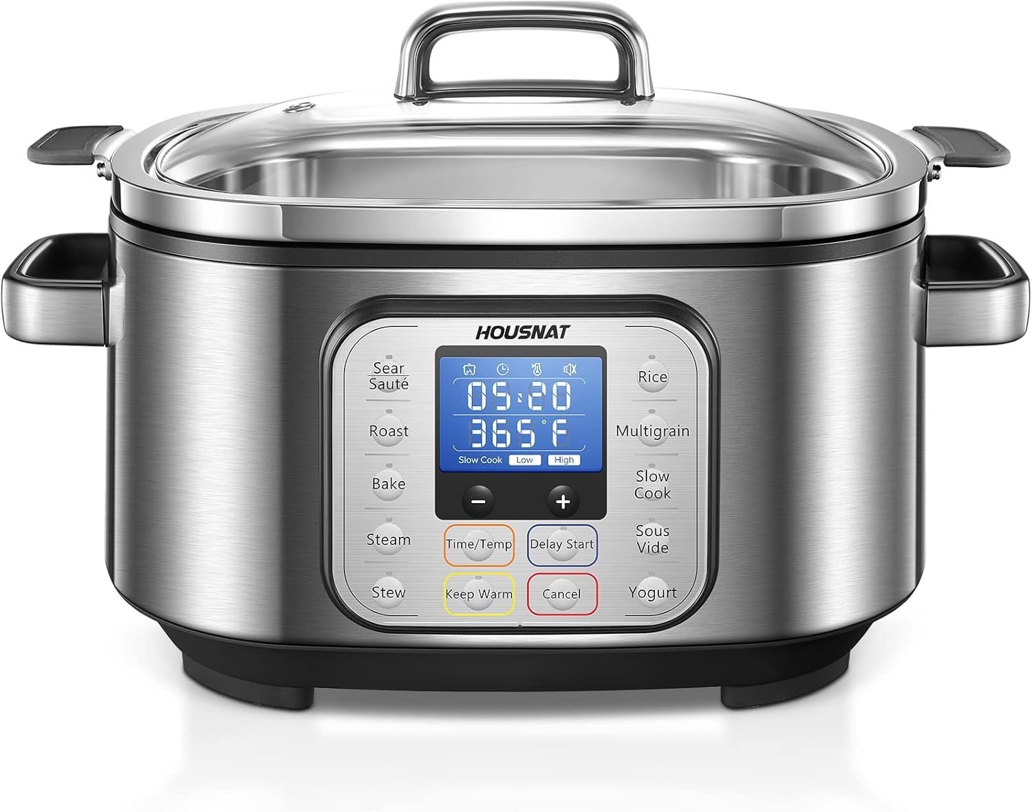- HOUSNAT Slow Cooker, 10 in 1 Programmable Cooker, 304 Stainless Steel Rice Cookers 6QT, Yogurt Maker, Delay Start, Adjustable Temp& Digital Time for Large Families or Entertaining