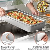 Vista 3 de Paquete de 6 sartenes de hotel para mesa de vapor, tamaño completo, 6 pulgadas, sartén de vapor profundo, acero inoxidable, 20.8 pulgadas de largo x