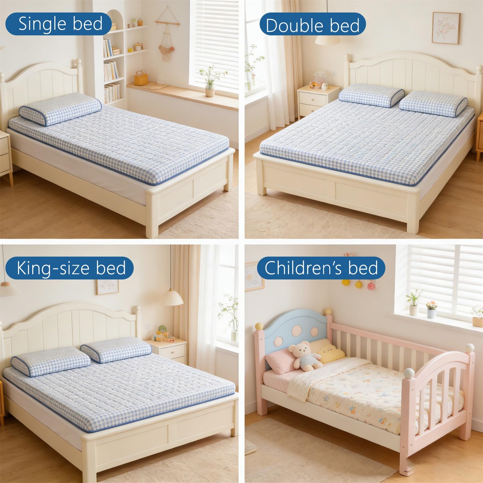 Colchón japonés de suelo, futón portátil plegable para dormitorio, habitación, fiestas de pijamas, tapete tatami enrollable, ideal para dormir solo y espacios pequeños