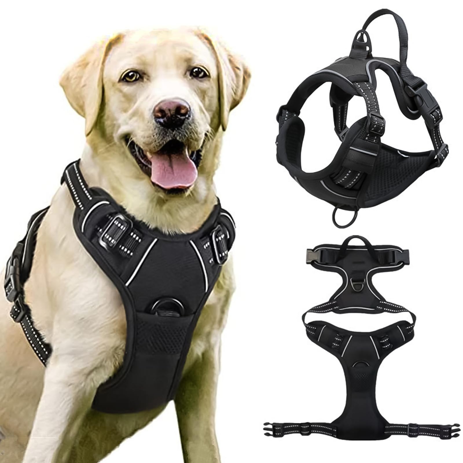 BDSHUNBF Arnes Perro Grande Arnes Perro Antitirones Arnes para Perros, Mediano Pequeño Arnés Pecho Antitirones Perros, Arnes Perro Mediano, Chaleco Acolchado Ajustable Transpirable para Perros