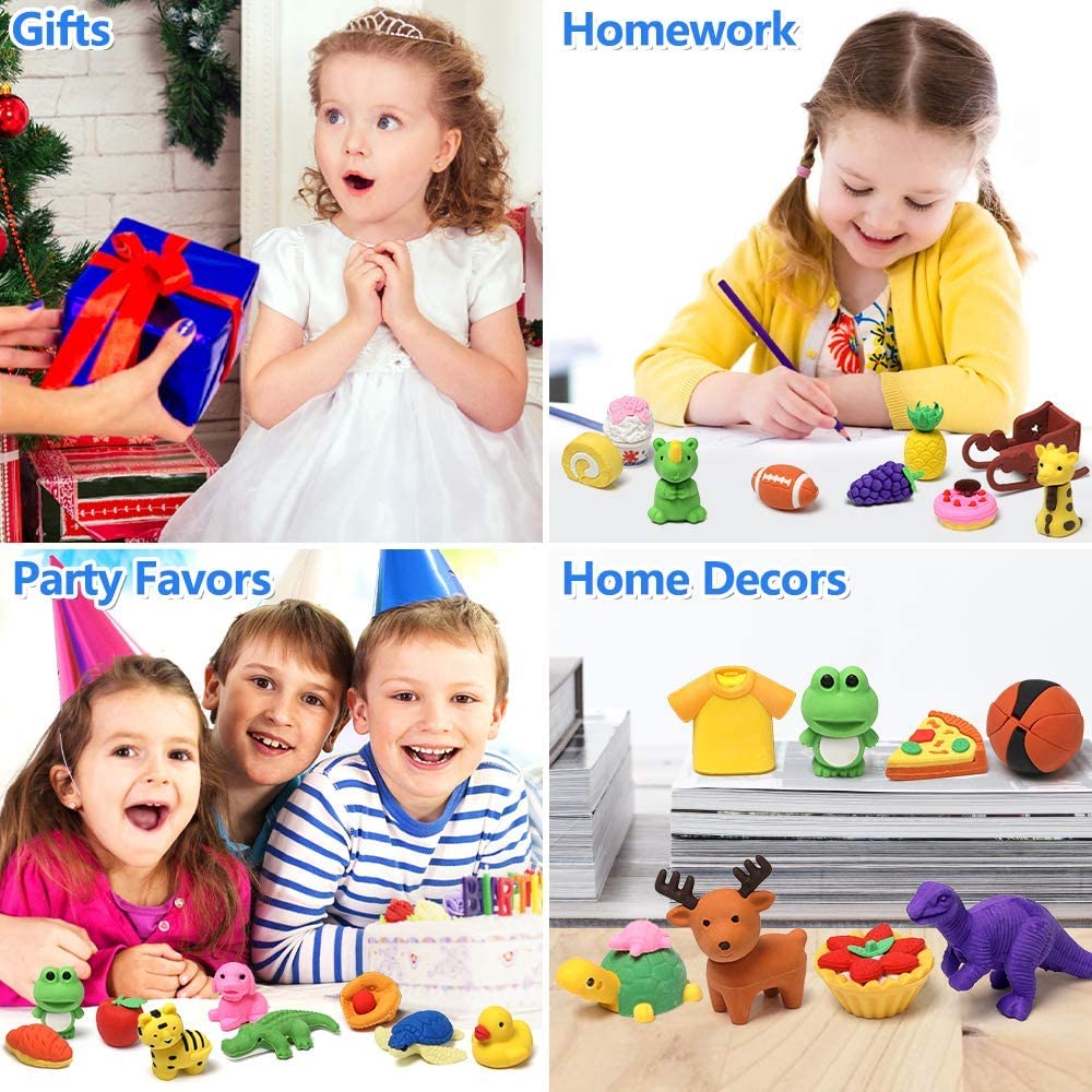 Oligitdi Cartoon Erasers Animal Eraser for Kids Different Shapes Pencil Erasers 3D Jungle Theme Cute Toy Fun Small Stylish Colourful Mini Cartoon Erasers Set for Gift- Set of 30 (Random Style) - Image 7 thumbnail
