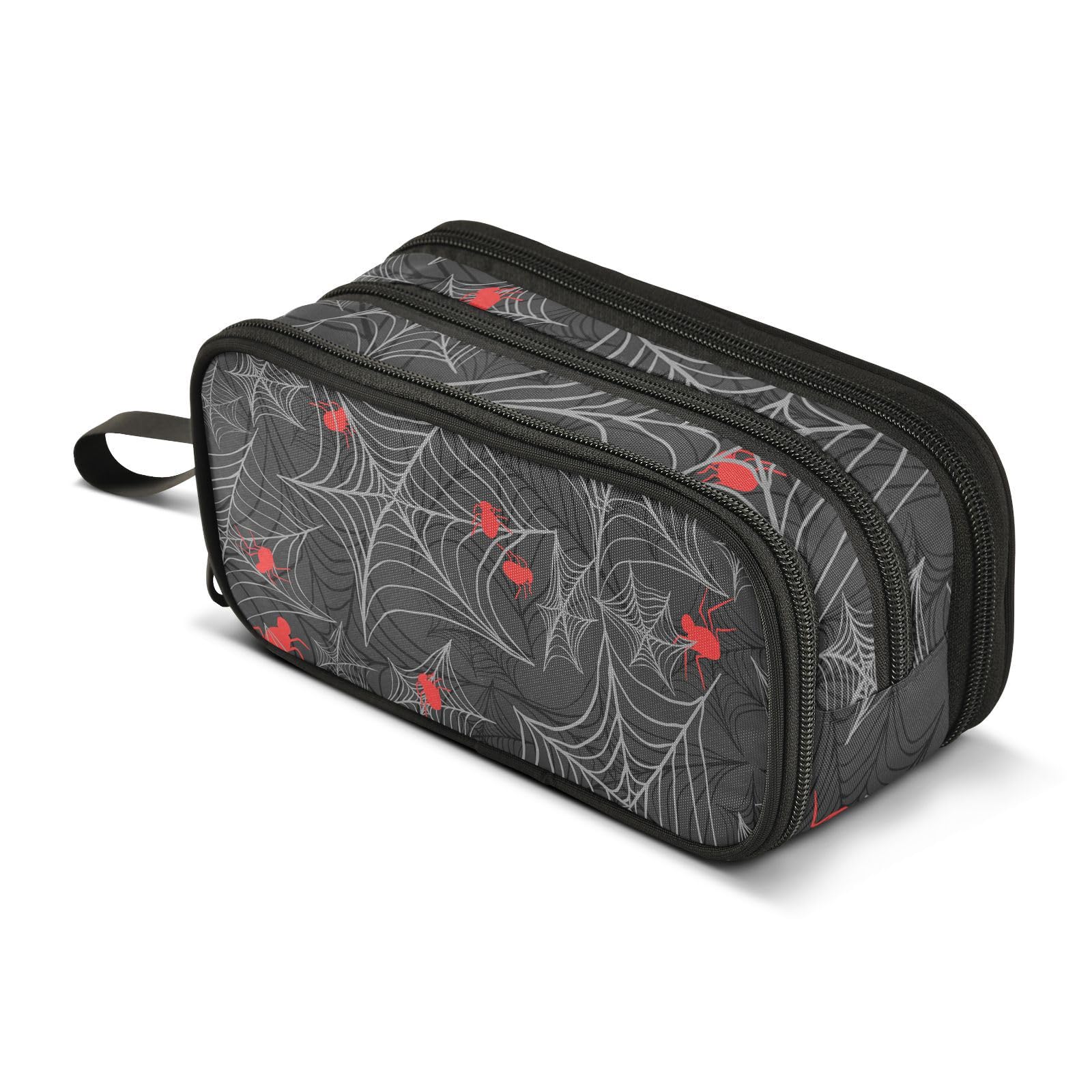 ZAZYXTJ Gothic Spider Web Pencil Case Large Capacity Pencil Pouch | 3 Compartment Storage Canvas Makeup Bag for School Office Teen Girl Boy Men Women