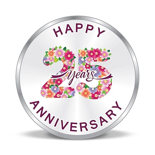 Precious Moments BIS Hallmarked Silver Coin 25th & 50th Happy Anniversary Floral Design 999 Pure