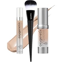 Oxygenetix Complete Complexion Starter Kit, Foundation Opal + Concealer N-1.0 + Brush, Breathable Buildable Coverage for Sensitive Skin