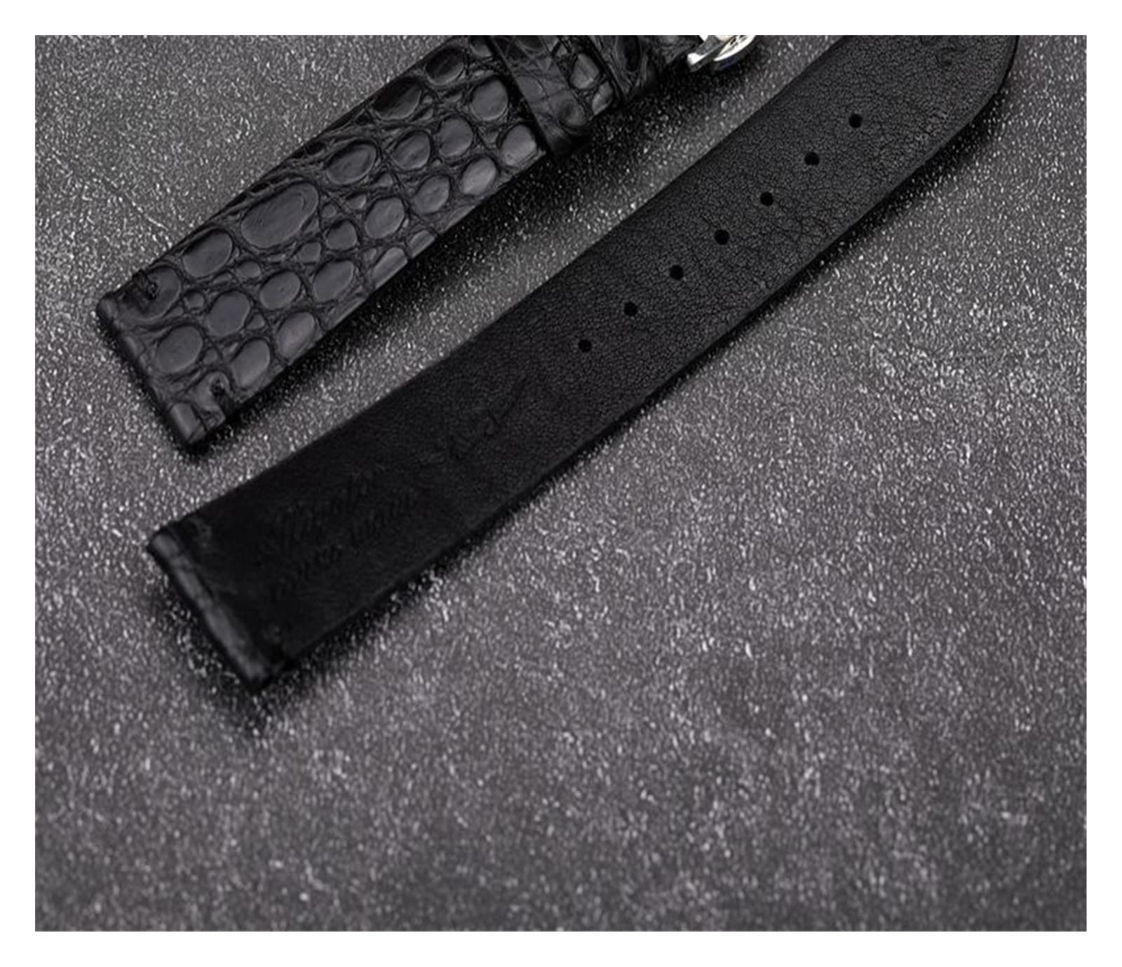 Cinturino in Pelle Ultrasottile con Chiusura a Farfalla 18 19 20 21 22MM Modello in Pelle Nera Braccialetto Morbido Vintage da Uomo e da Donna (Fibbia ad ardiglione in Argento 18MM)
