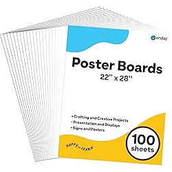 White Poster Board 22x28 Poster Paper, Value Poster Boards Pack of 100 Sheets Posterboard, Large Poster Board Bulk for School Supplies Art Craft Project Presentation - Enday
