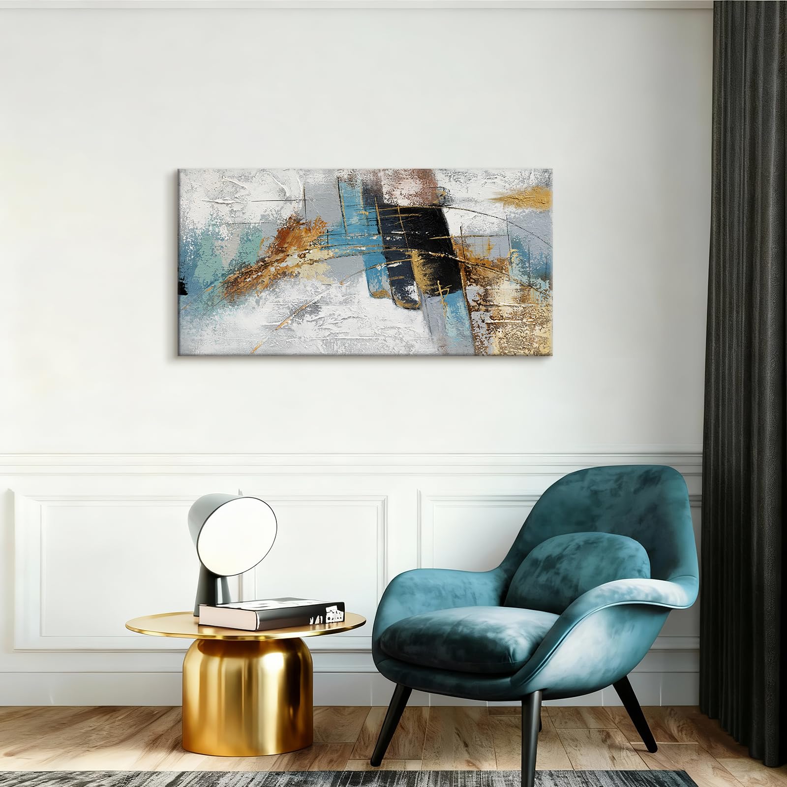 WENGTIAO Grande Abstraite Peintures sur Toile Peinte à la Main, Abstraite Moderne Art Surface Texturée, Acrylique Peinture sur Toile pour Tableau Decoration Murale Salon Maison 120x60 cm