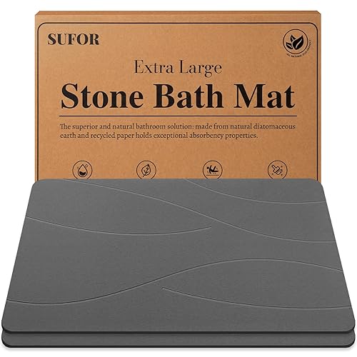 32"x20" Stone Bath Mat 2Pack, Diatomaceous Earth Shower Mat, Non-Slip