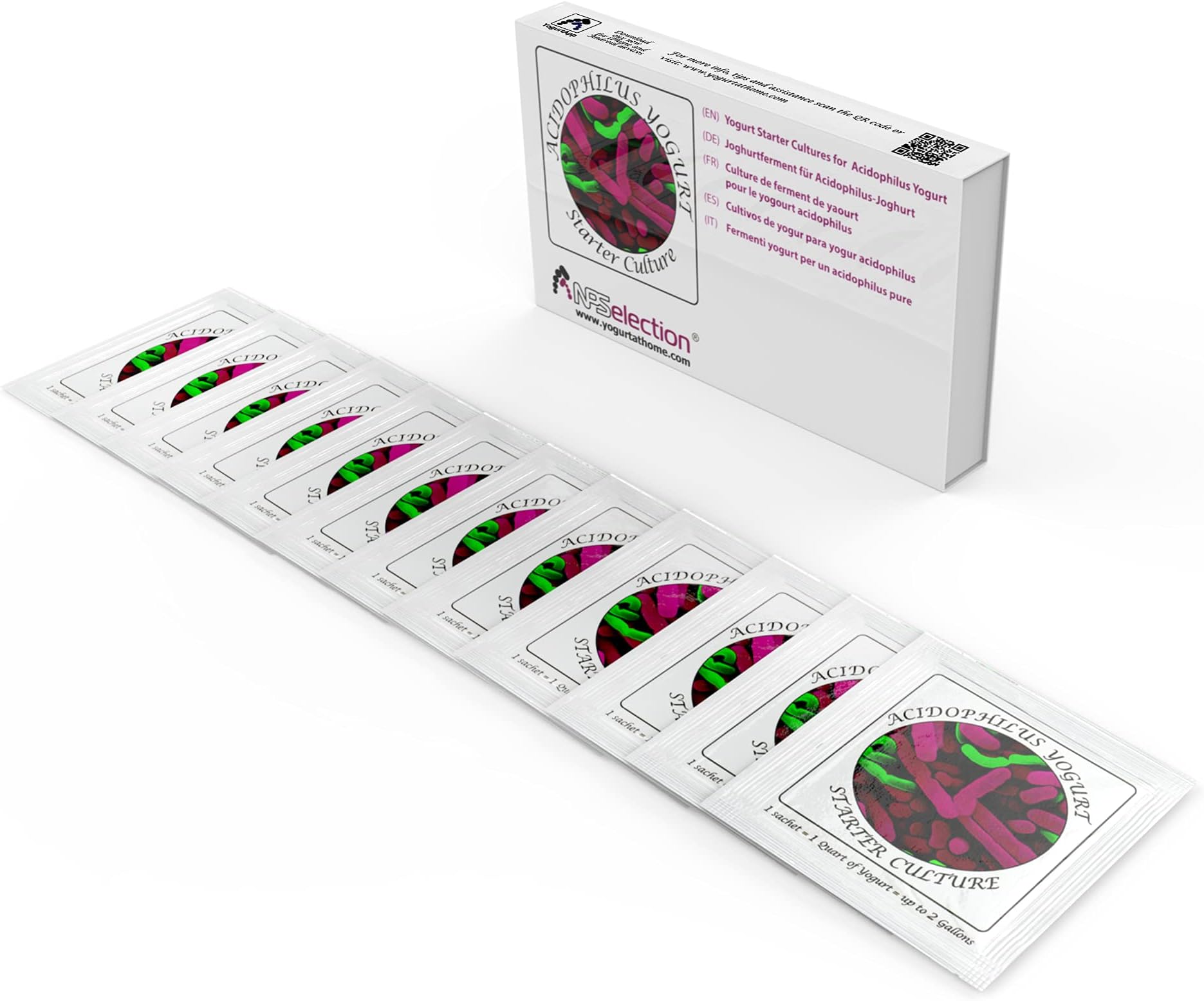 Acidophilus Yogurt Starter - Pack of 12 Freeze-Dried Sachets for Authentic Plain Acidophilus Yogurt(12 sachets)