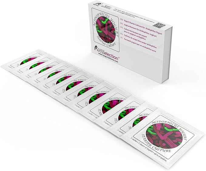 Cultivo de yogur acidophilus – Paquete de 12 bolsitas de cultivo liofilizado para preparar yogur acidophilus auténtico y simple