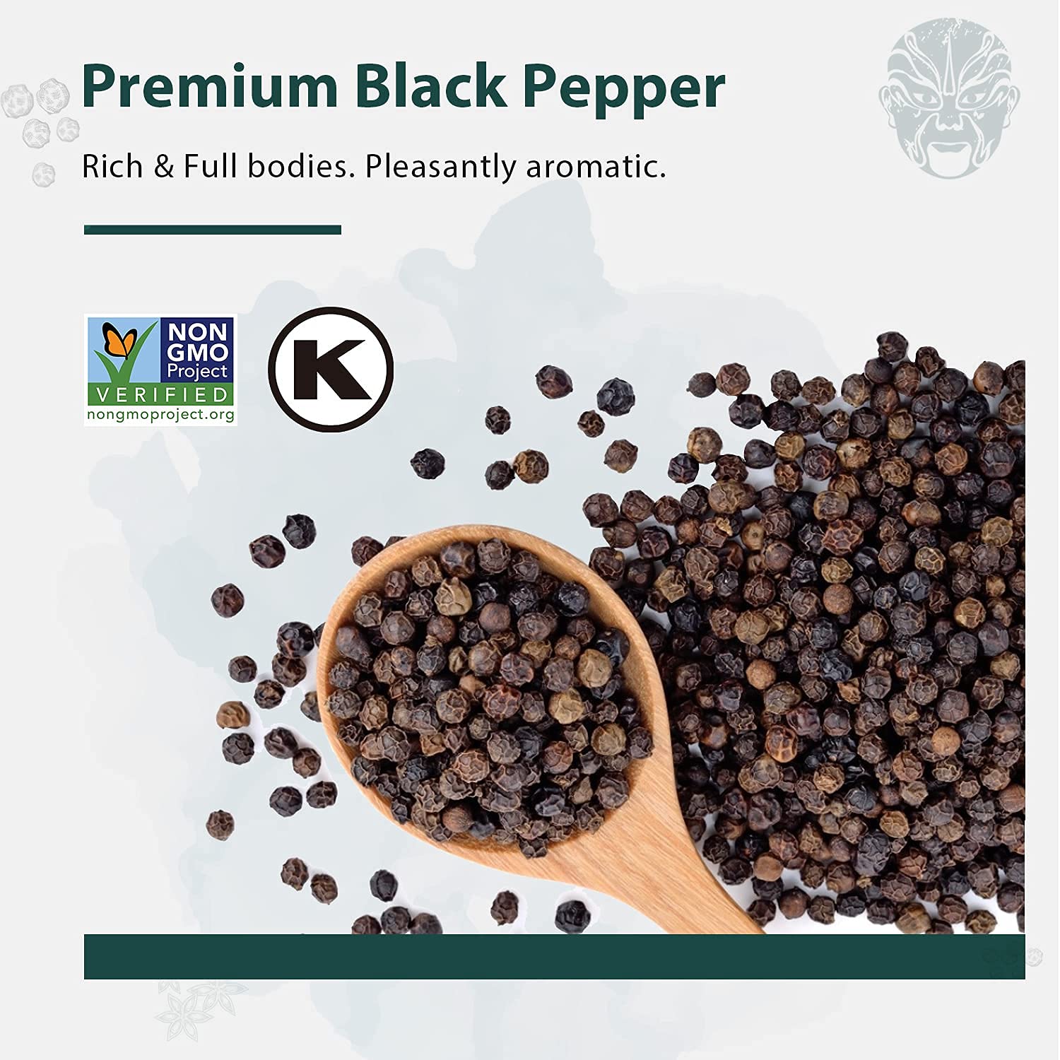 Soeos Whole Black Peppercorns, 18oz, Non-GMO Verified, Black Pepper, Kosher, Grade AAA, Freshly Packed to Keep Peppers Fresh, Safe, and Better Taste, Black Peppercorns for Grinder Refill, Peppercorns Bulk, Peppercorns Whole, Pepper Corns for Grinder, Black Peppercorns for Grinder/Pepper Mill Refill, Whole Black Peppercorns Peppercorn for Grinder Refill 